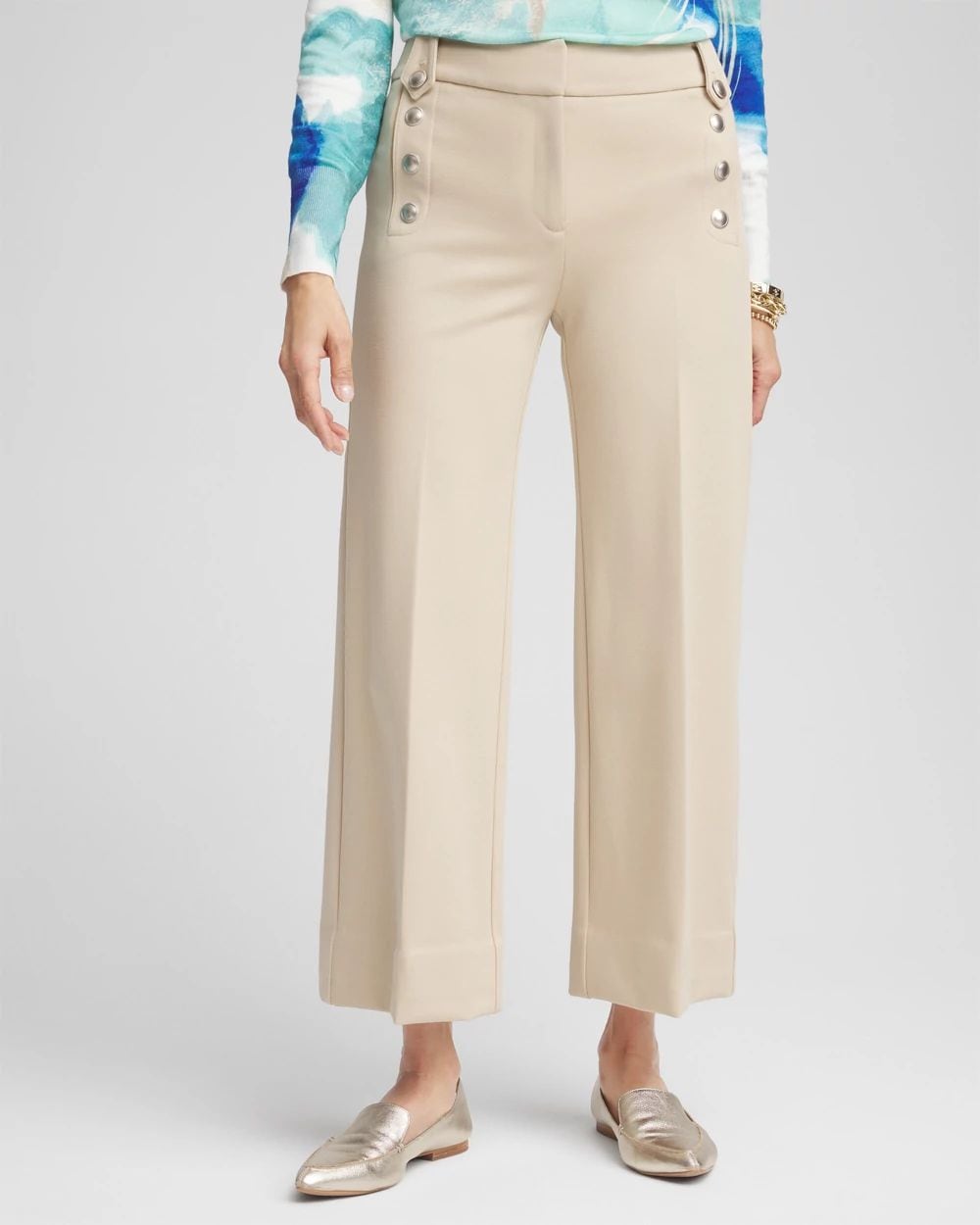 Button Knit Twill Cropped Pants | Chico's